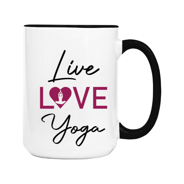 Hrnek velký barevný s potiskem Live love yoga