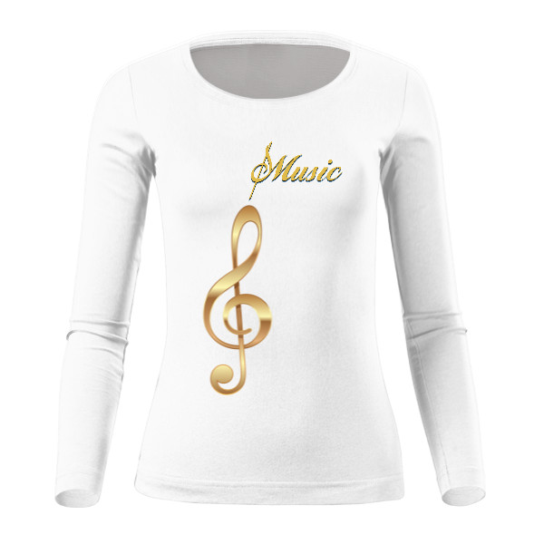 Tričko s potiskem Long exclusive music White dámské