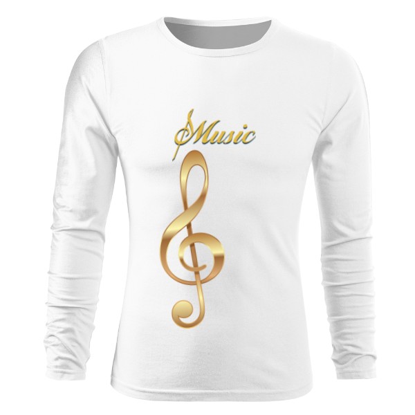 Tričko s potiskem Long exclusive music white