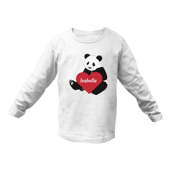 Tričko s potiskem Long sleeve t-shirt Panda hearth with name