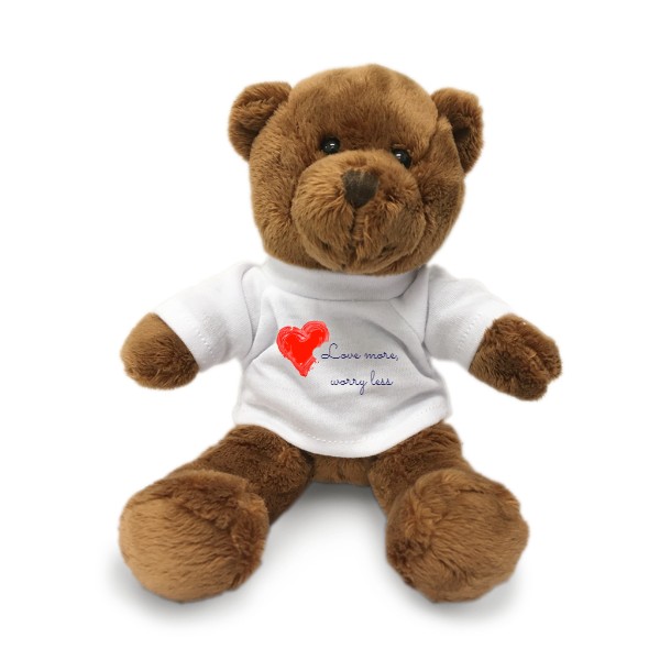 Teddy Bear Brown s potiskem Love more, worry less