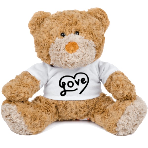 Medvídek Teddy s potiskem Love nápis na medvídkovi