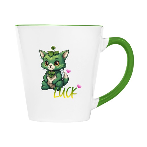 Hrnek kónický barevný s potiskem Luck pet
