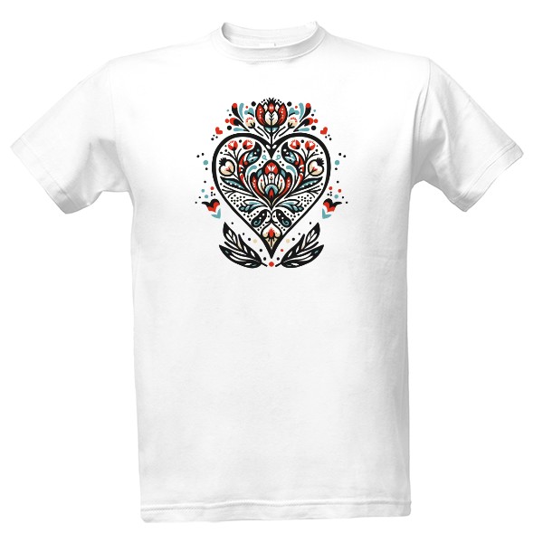 Tričko s potlačou Ľudové srdce – tradícia, ktorá bije v rytme domova