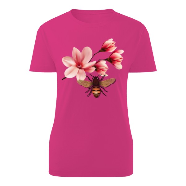 Tričko s potiskem Magnolie a včelka 
