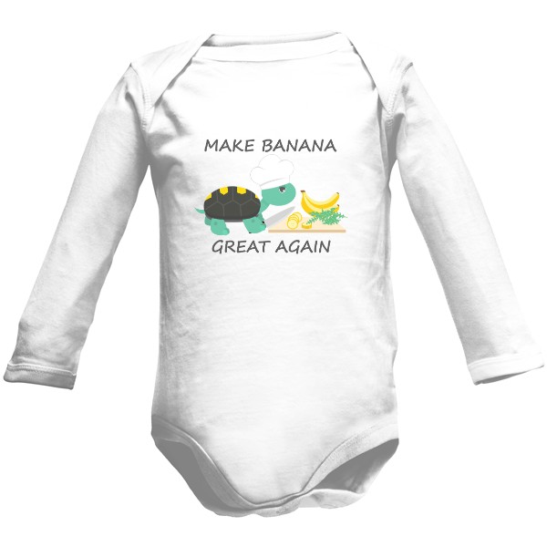 Dětské body Long  s potiskem Make banana great again