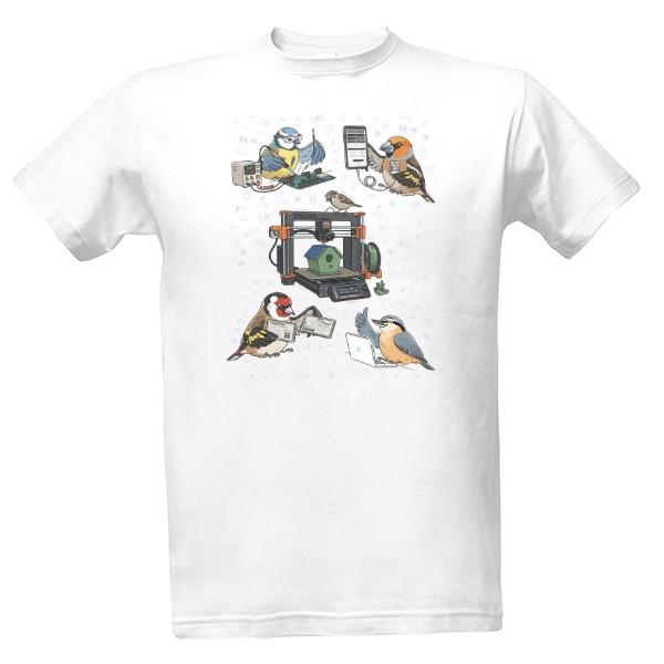 Tričko s potlačou Maker Birds - světlý motiv pro světlá trička