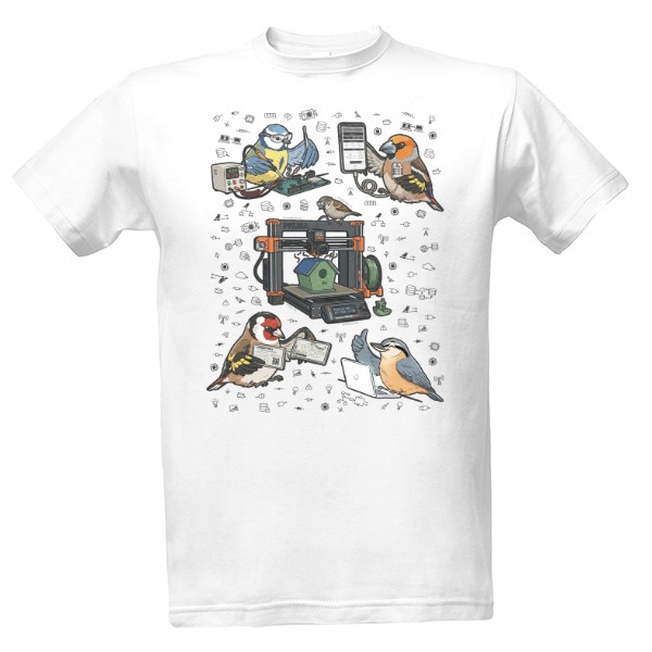 T-shirt Maker Birds - tmavý motiv pro tmavá trička