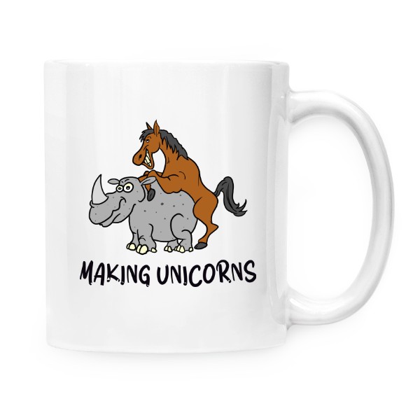 Hrnček malý biely s potlačou Making unicorns