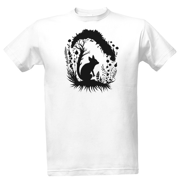 Tričko s potiskem Malá lesní bytost - černá