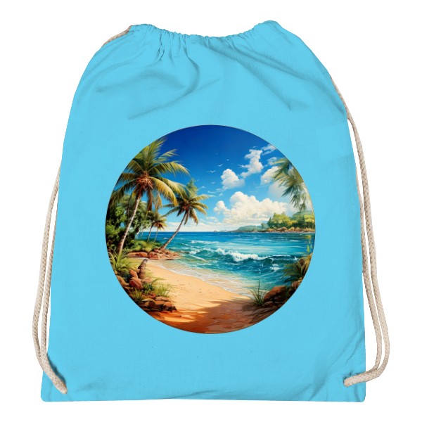 Vak na záda s potiskem Malebná pláž s palmami