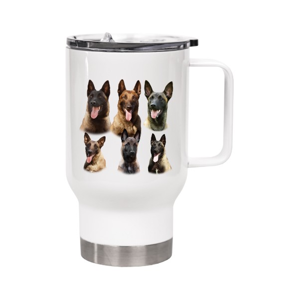 Cestovní termohrnek s uchem s potiskem Belgický ovčák Malinois