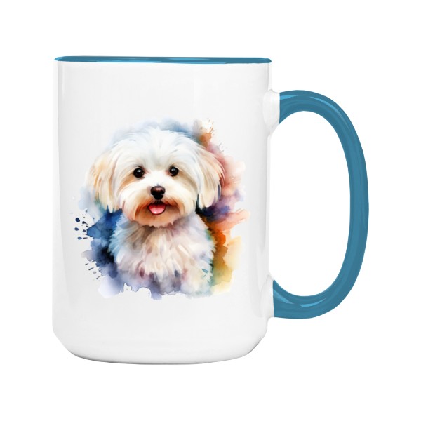 Hrnek velký barevný s potiskem Maltézský psík 2