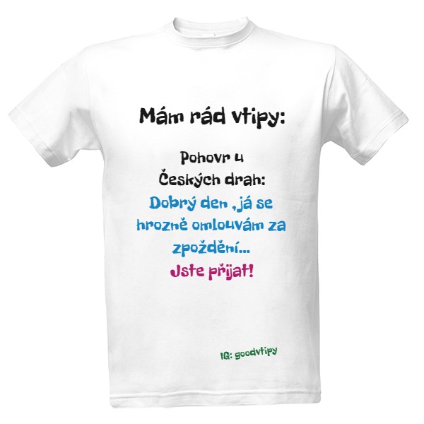 Tričko s potiskem Mám rád vtipy 😊