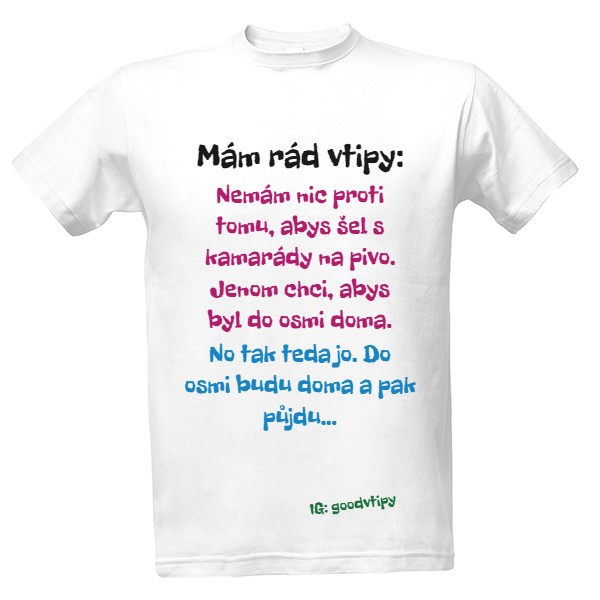 Tričko s potiskem Mám rád vtipy 😊