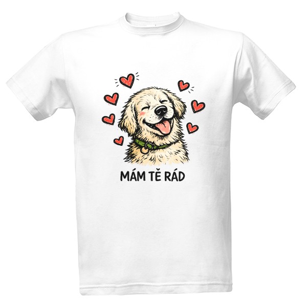 Tričko s potiskem Mám tě rád – zamilovaný zlatý retrívr