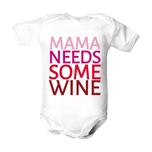 Dětské body Organic s potiskem mama needs some wine - mimčo