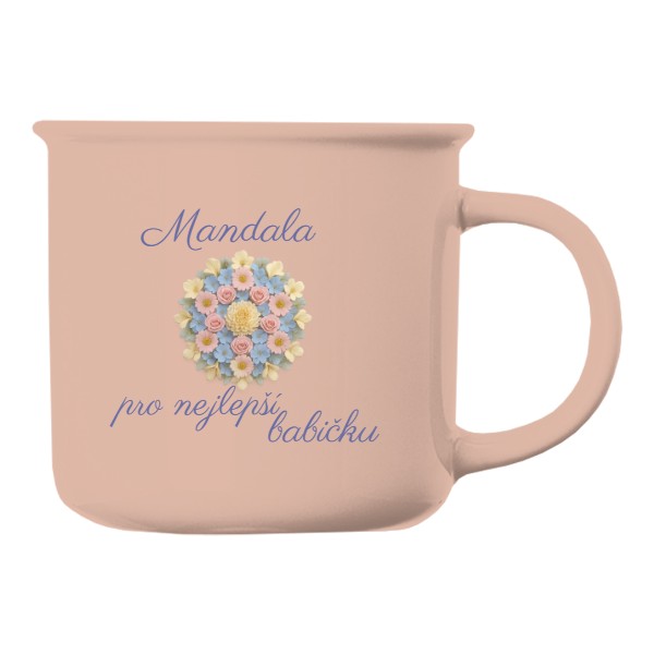 Hrnek porcelánový barevný s potiskem Mandala pro babičku 