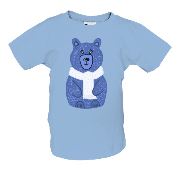 Tričko s potiskem Medvěd s modrou šálou