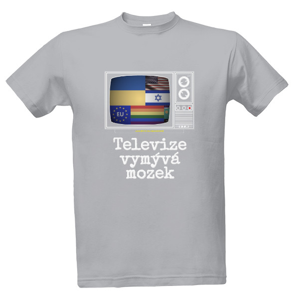 Tričko s potiskem Melírové tričko s potiskem Televize vymývá mozek