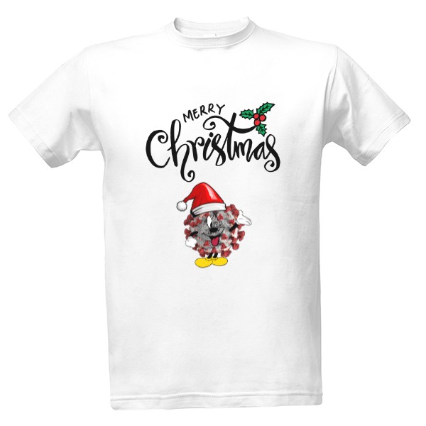 Tričko s potiskem Merry Christmas Mr.Covid XIX.