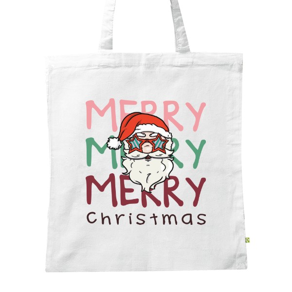 BIO plátěná taška s potiskem Merry Christmas