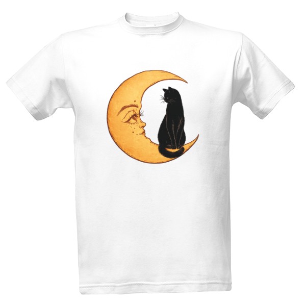 Tričko s potiskem Měsíční Kočka