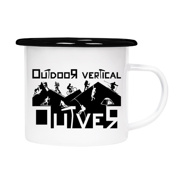 Tin mug - enamel hem Metal mug Outdoor Vertical