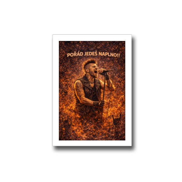 Přáníčko s potiskem Metal zpěvák