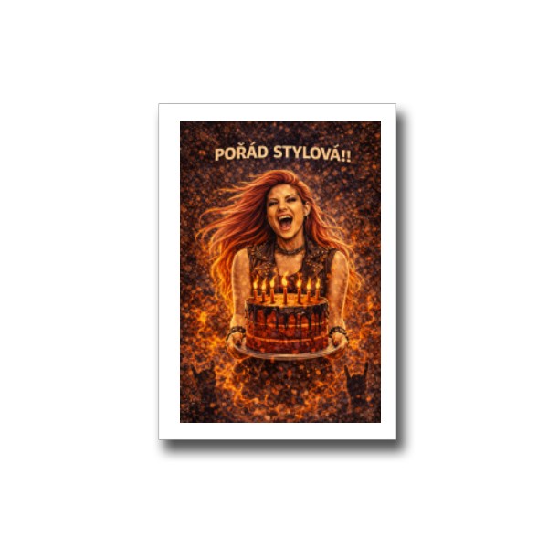 Přáníčko s potiskem Metloš dort