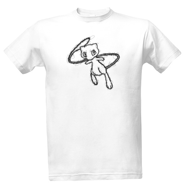 Tričko s potiskem Mew - scribble style - černá