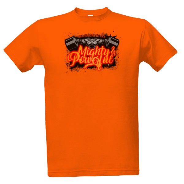 Tričko s potiskem Mighty And Powerful orange 2