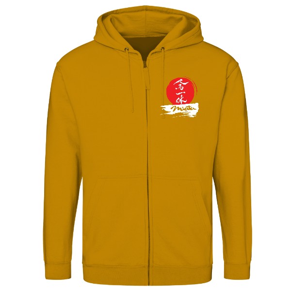 Mikina na zip unisex s potiskem Mikča unisex na zip - hořčicová