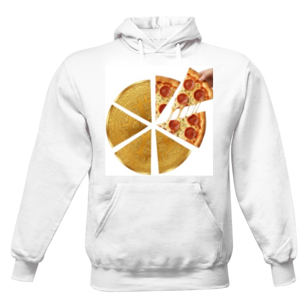 Pánská mikina s kapucí s potiskem Bitcoin Pizza Day