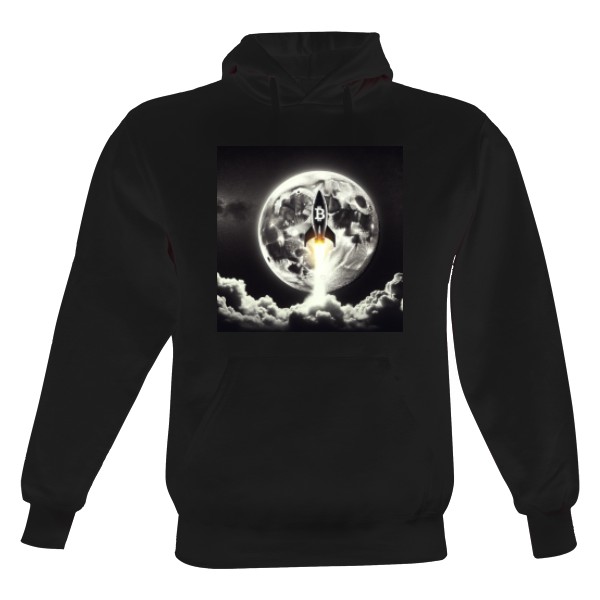 Pánská mikina s kapucí Just Hoods s potiskem Bitcoin to the moon - Dark