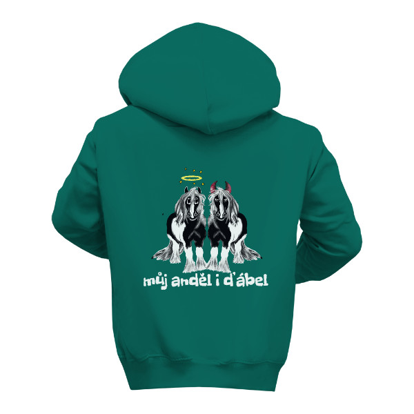 Dětská mikina s kapucí s potiskem anděl a čert mikina