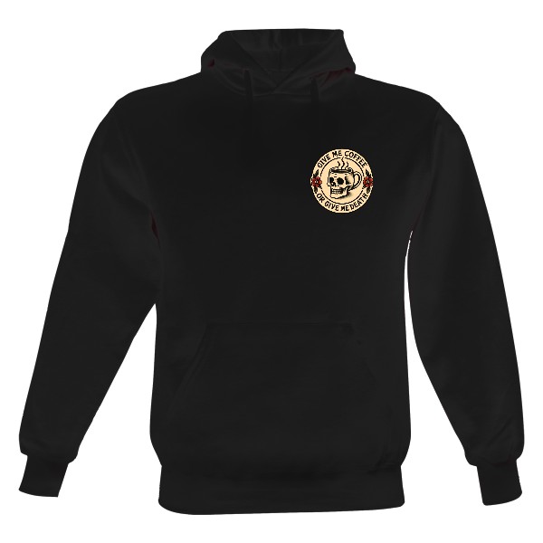 Pánská mikina s kapucí s potiskem Coffee or Death