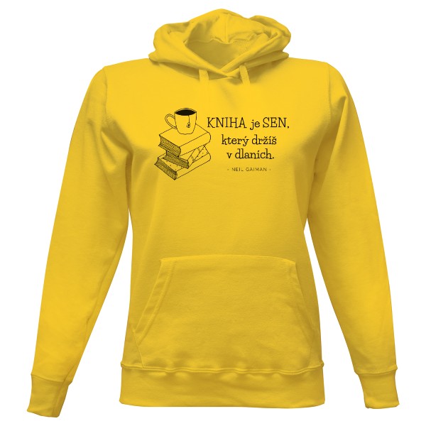 Dámská mikina s kapucí s potiskem Kniha je sen