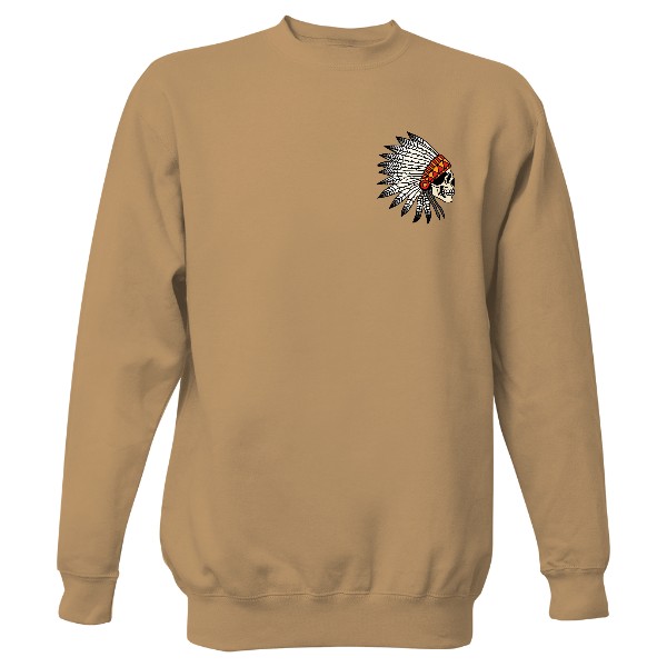 Mikina bez kapuce Unisex s potiskem NATIVE SKULL oboustranná