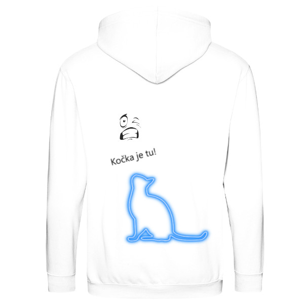 Mikina na zip unisex s potlačou Mikina s kapucňou -kočka je tu!