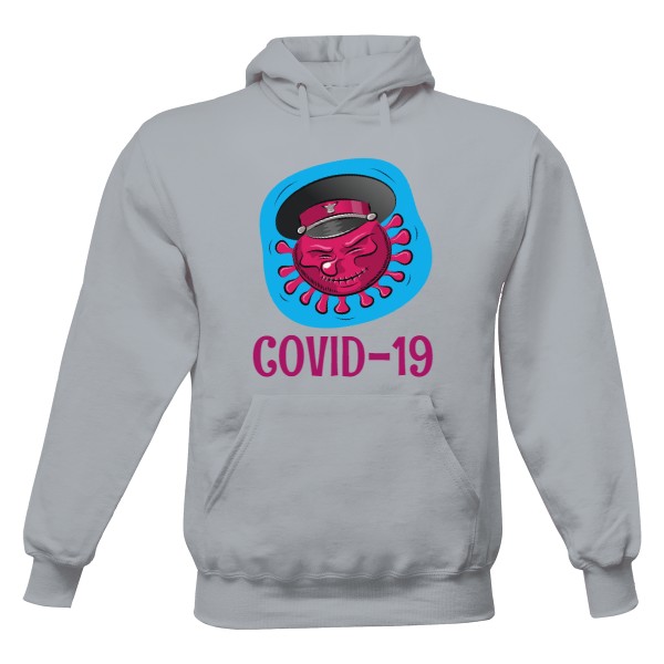 Pánská mikina s kapucí s potiskem U mne není vítán COVID-19