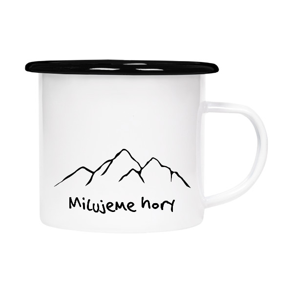 Plecháček - smaltový lem s potiskem Milujeme hory