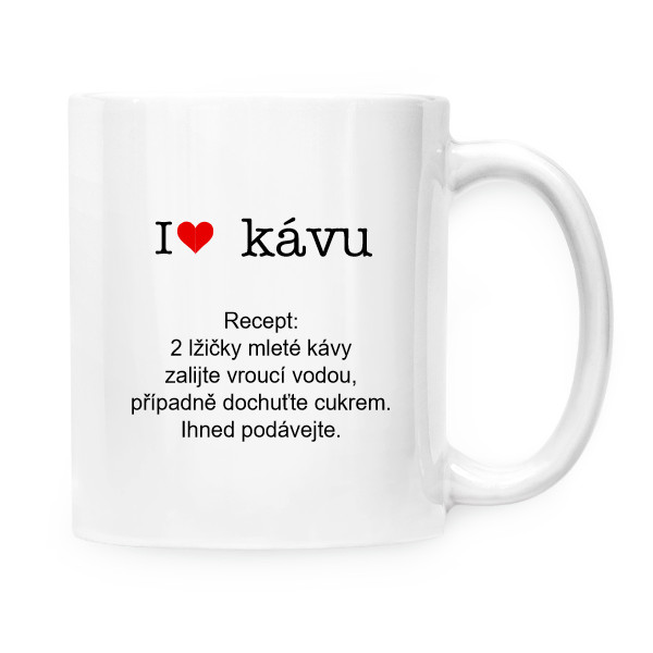 Hrnek malý bílý s potiskem Miluji kávu