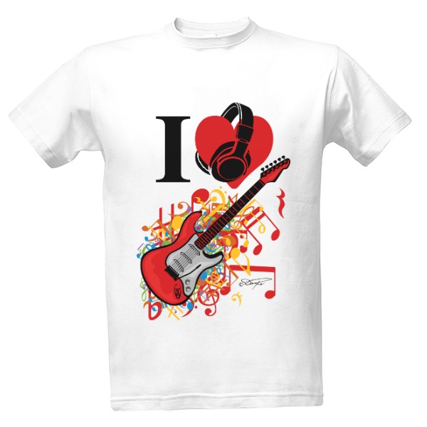 Tričko s potiskem Miluji kytaru a muziku