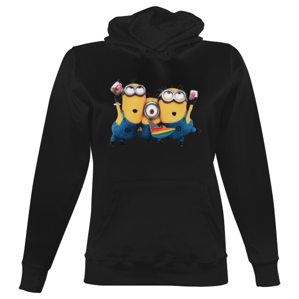 Dámská mikina s kapucí s potiskem Mimoni párty