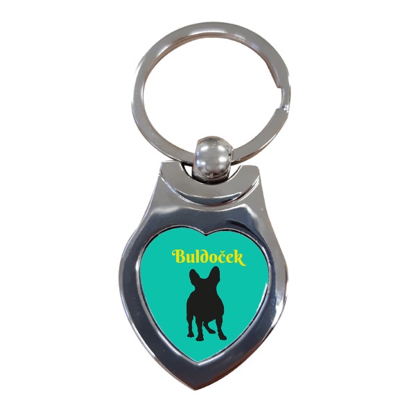 Heart keychain s potiskem mini bulldog