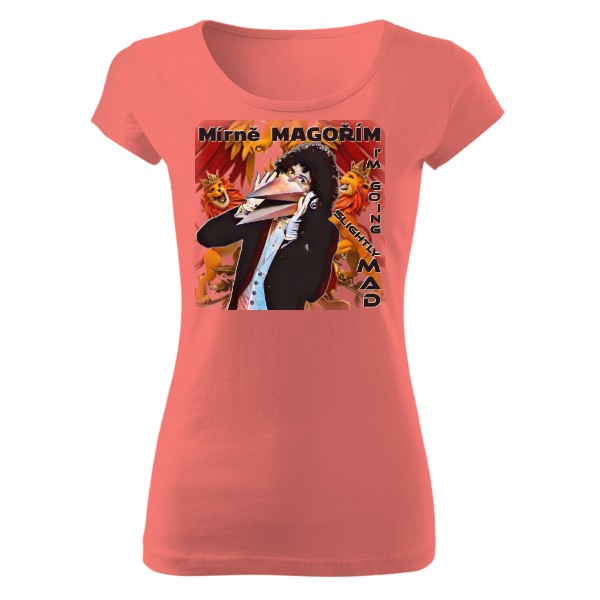 Tričko s potiskem Mírně MAGOŘÍM – Brian May z Queen – DÁMSKÉ PURE