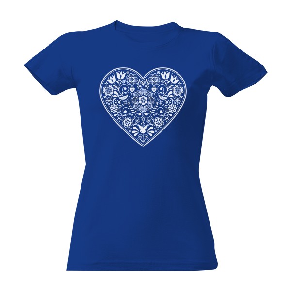 Tričko s potiskem Modrotisk lidové srdce