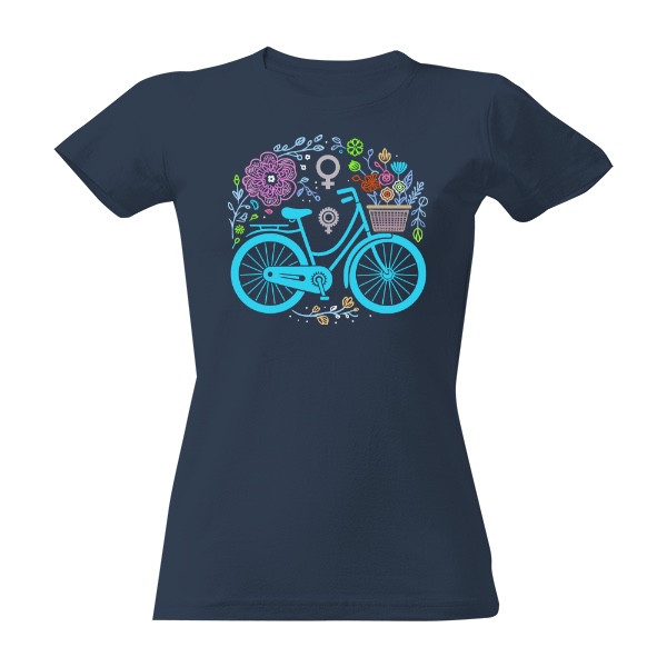 Modrý bicykl s květinami kolem