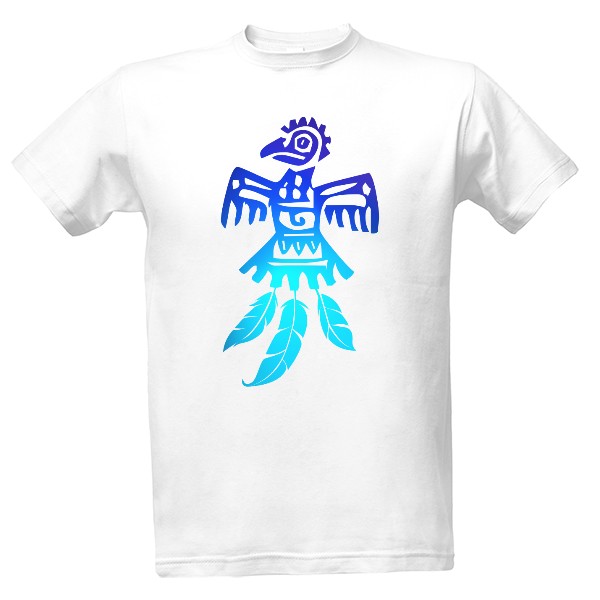 Tričko s potiskem Modrý pták s peřím